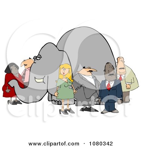 Clipart Group Of People Ignoring The Elephant In The Room 1 - Royalty Free Illustration by djart