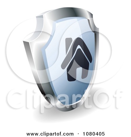 Clipart 3d Silver And Blue Home Shield - Royalty Free Vector Illustration by AtStockIllustration