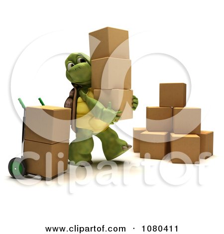 Clipart 3d Tortoise Stacking Moving Or Shipping Boxes - Royalty Free CGI Illustration by KJ Pargeter