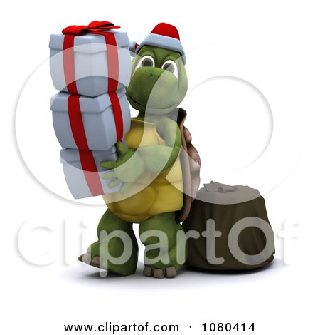 Clipart 3d Tortoise Carrying Christmas Gift Boxes - Royalty Free CGI Illustration by KJ Pargeter