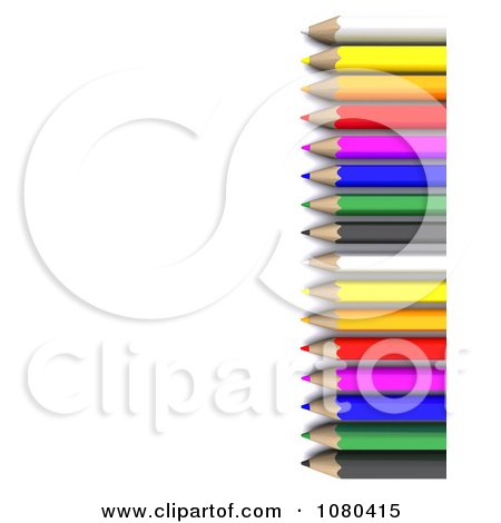 Clipart 3d Right Border Of Colored Pencils - Royalty Free CGI Illustration by KJ Pargeter