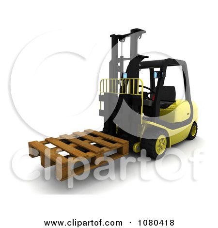 Clipart 3d Wooden Crate Loaded On A Forklift - Royalty Free CGI Illustration by KJ Pargeter