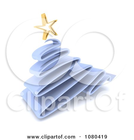 Clipart 3d Scribble Blue Christmas Tree And Gold Star - Royalty Free CGI Illustration by KJ Pargeter