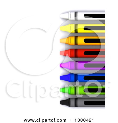 Clipart 3d Right Border Of Crayons With Copyspace - Royalty Free CGI Illustration by KJ Pargeter