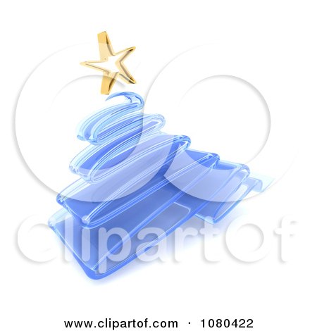 Clipart 3d Glass Blue Christmas Tree And Gold Star - Royalty Free CGI Illustration by KJ Pargeter