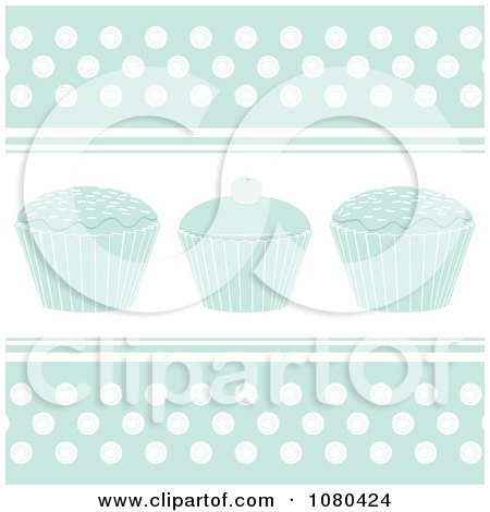 Clipart Pastel Blue Cupcake Background With Polka Dots - Royalty Free Vector Illustration by elaineitalia