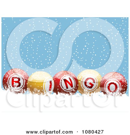 Clipart 3d Colorful Bingo Balls In The Snow - Royalty Free Vector Illustration by elaineitalia