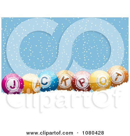 Clipart 3d Colorful Jackpot Balls In The Snow - Royalty Free Vector Illustration by elaineitalia