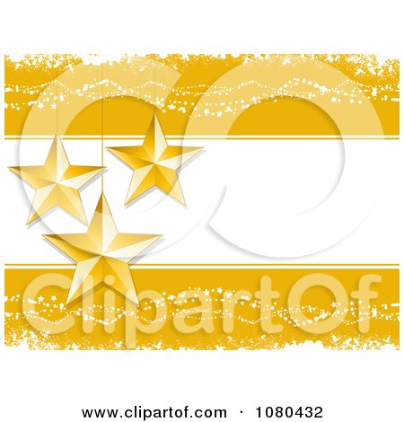 Clipart Golden Background With 3d Suspended Stars And Copyspace - Royalty Free Vector Illustration by elaineitalia