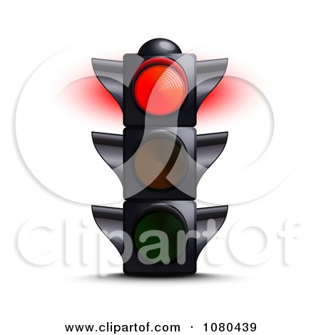 Clipart 3d Red Stop Traffic Light - Royalty Free Vector Illustration by Oligo