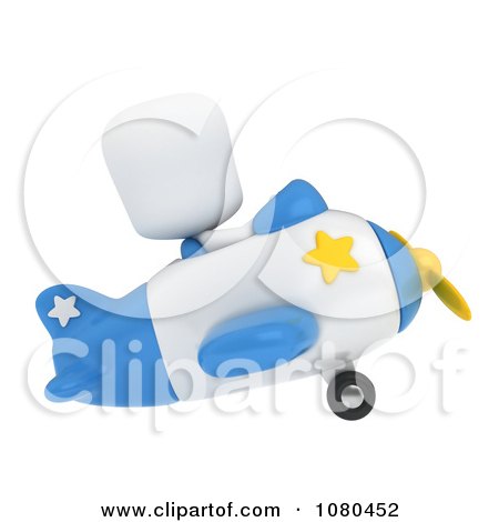 Clipart 3d Ivory Man Flying An Airplane - Royalty Free CGI Illustration by BNP Design Studio