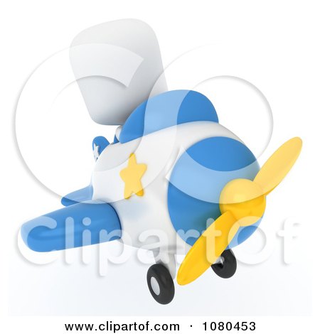 Clipart 3d Ivory Man Flying A Plane - Royalty Free CGI Illustration by BNP Design Studio