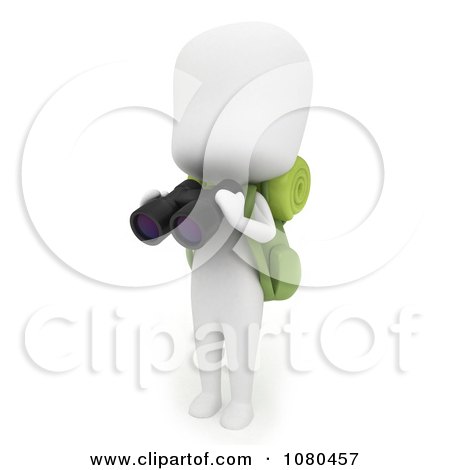Clipart 3d Ivory Camper Holding Binoculars - Royalty Free CGI Illustration by BNP Design Studio