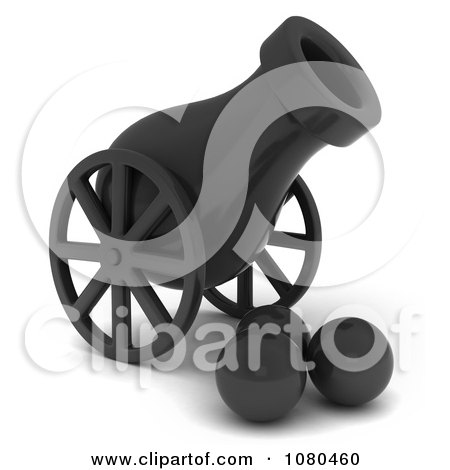 Clipart 3d Black Canon And Balls - Royalty Free CGI Illustration by BNP Design Studio