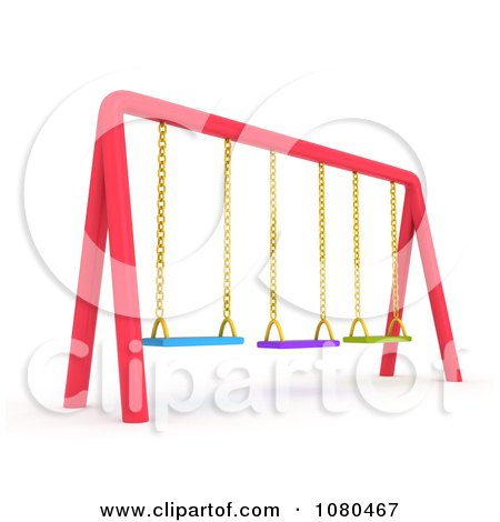 Clipart 3d Colorful Swings On A Playground - Royalty Free CGI Illustration by BNP Design Studio