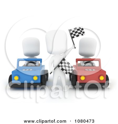 Clipart 3d Ivory Kids Racing Carts - Royalty Free CGI Illustration by BNP Design Studio