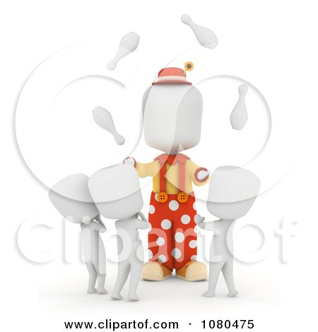 Clipart 3d Ivory Kids Watching A Juggling Clown - Royalty Free CGI Illustration by BNP Design Studio