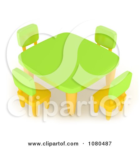 Clipart 3d Green Kids Table - Royalty Free CGI Illustration by BNP Design Studio