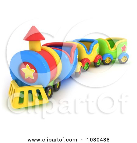 Clipart 3d Colorful Toy Train - Royalty Free CGI Illustration by BNP Design Studio
