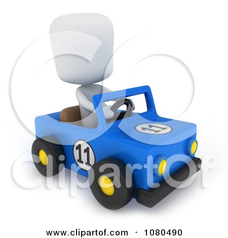 Clipart 3d Ivory Kid Driving A Truck Cart - Royalty Free CGI Illustration by BNP Design Studio
