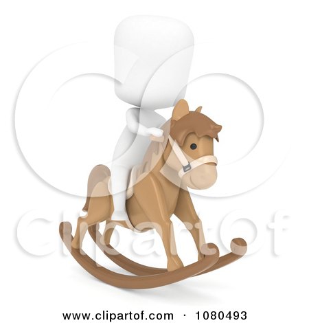 Clipart 3d Ivory Kid On A Toy Rocking Horse - Royalty Free CGI Illustration by BNP Design Studio