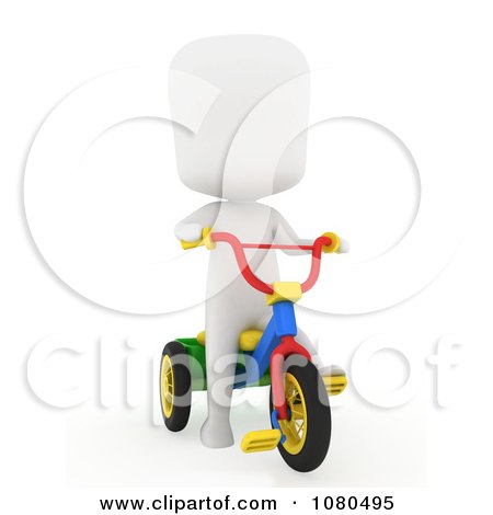Clipart 3d Ivory Kid Riding A Trike - Royalty Free CGI Illustration by BNP Design Studio