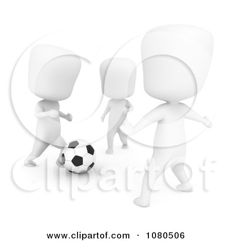 Clipart 3d Ivory Kids Playing During A Soccer Game - Royalty Free CGI Illustration by BNP Design Studio