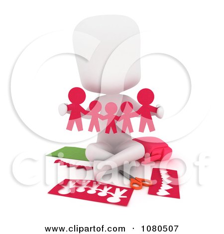 Clipart 3d Ivory School Girl Holding Pink Paper People - Royalty Free CGI Illustration by BNP Design Studio