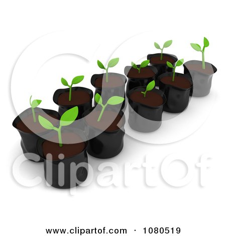 Clipart 3d Seedling Plants In Pods - Royalty Free CGI Illustration by BNP Design Studio