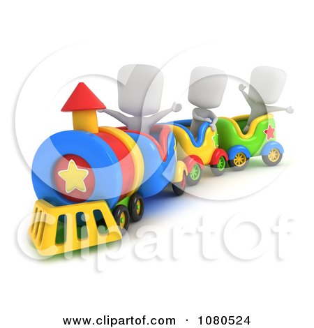 Clipart 3d Ivory Kids Riding A Train - Royalty Free CGI Illustration by BNP Design Studio