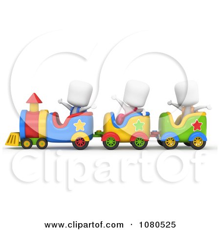 Clipart 3d Ivory School Kids Riding On A Train - Royalty Free CGI Illustration by BNP Design Studio