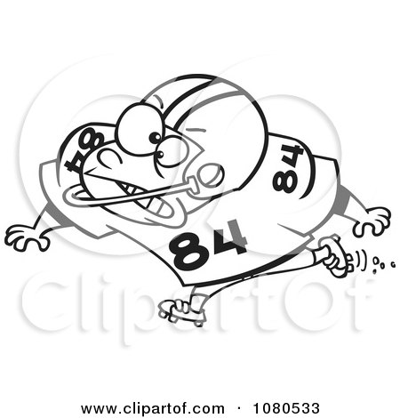 Clipart Outlined Football Blocker - Royalty Free Vector Illustration by toonaday