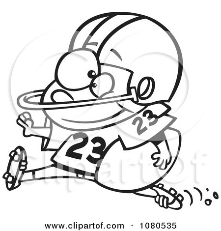 Clipart Outlined Football Halfback Running - Royalty Free Vector Illustration by toonaday