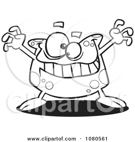 Clipart Outlined Spotted Goober Monster - Royalty Free Vector Illustration by toonaday