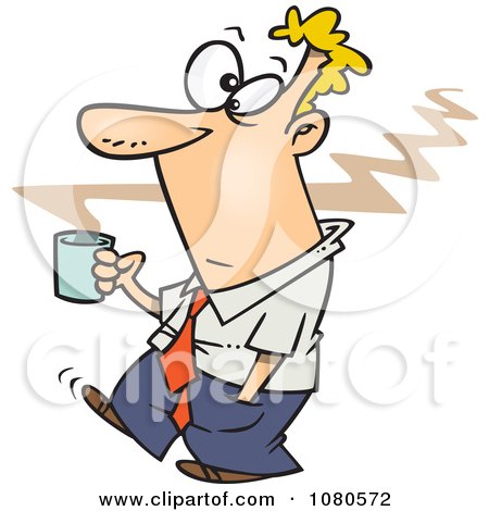 Clipart Businessman Carrying Hot Coffee - Royalty Free Vector Illustration by toonaday