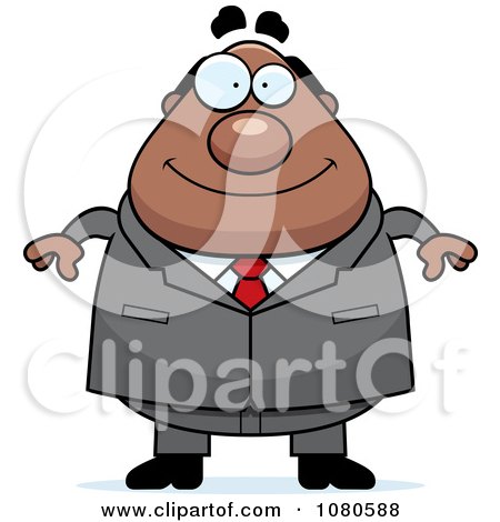 Clipart Chubby Black Businessman Boss - Royalty Free Vector Illustration by Cory Thoman