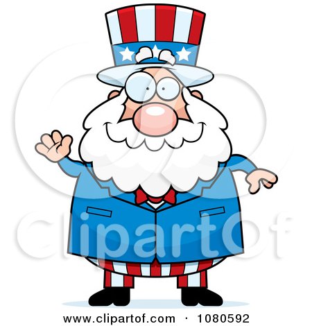 Clipart Chubby Uncle Sam Waving - Royalty Free Vector Illustration by Cory Thoman
