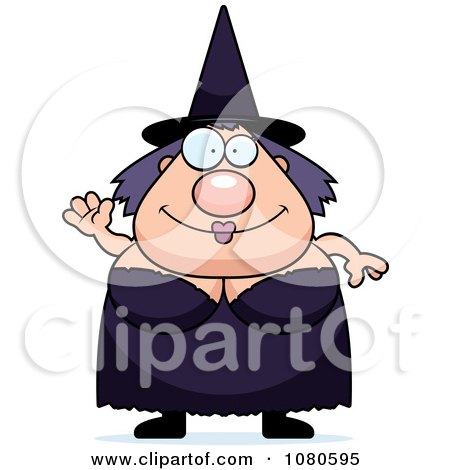 Clipart Chubby Witch Waving - Royalty Free Vector Illustration by Cory Thoman