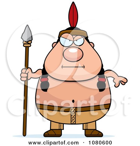 Clipart Chubby Native American Man With A Spear - Royalty Free Vector Illustration by Cory Thoman