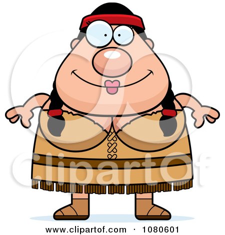 Clipart Chubby Native American Woman - Royalty Free Vector Illustration by Cory Thoman
