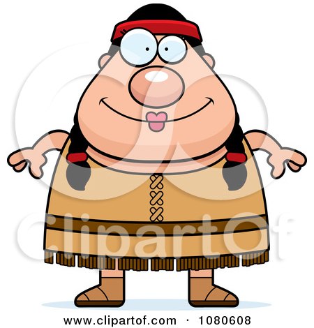 Clipart Chubby Native American Female - Royalty Free Vector Illustration by Cory Thoman