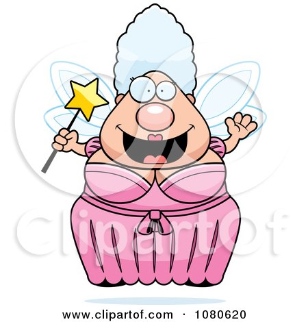 Clipart Chubby Fairy Godmother Holding A Wand - Royalty Free Vector Illustration by Cory Thoman