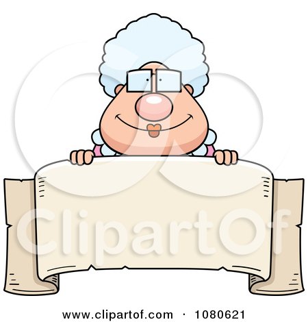Clipart Chubby Granny Waving - Royalty Free Vector Illustration by Cory Thoman