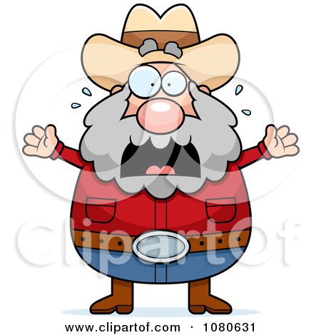 Clipart Chubby Miner Prospector Freaking Out - Royalty Free Vector Illustration by Cory Thoman