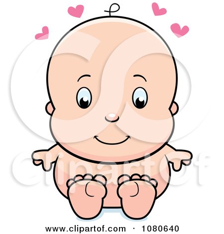 Clipart Cute Baby Sitting Naked - Royalty Free Vector Illustration by Cory Thoman