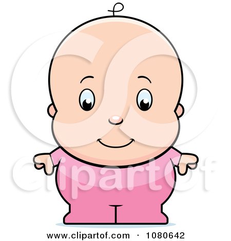 Clipart Cute Baby Girl In Pink Pajamas - Royalty Free Vector Illustration by Cory Thoman