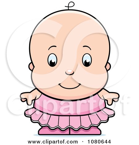 Clipart Cute Ballerina Baby Girl In A Pink Tutu - Royalty Free Vector Illustration by Cory Thoman