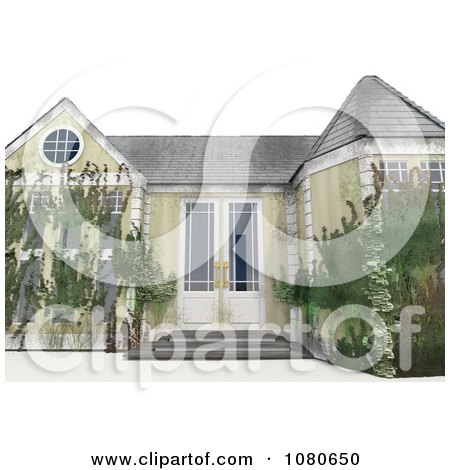 Clipart 3d Overgrown Neglected Foreclosed Home - Royalty Free CGI Illustration by Leo Blanchette