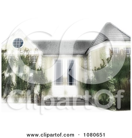 Clipart 3d Overgrown And Neglected Foreclosed Home - Royalty Free CGI Illustration by Leo Blanchette