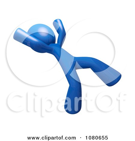 Clipart 3d Blue Man Falling Backwards - Royalty Free CGI Illustration by Leo Blanchette